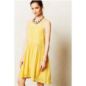 Anthropologie Lilka Yellow Lace Eyelet Yellow Dress